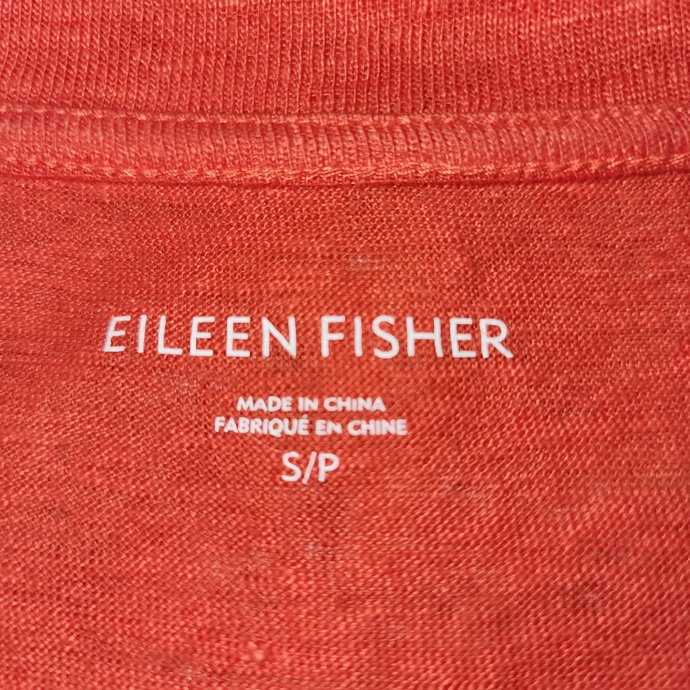 Eileen Fisher Coral 3/4 Sleeves Tunic Top Organic Linen - Picture 7 of 8